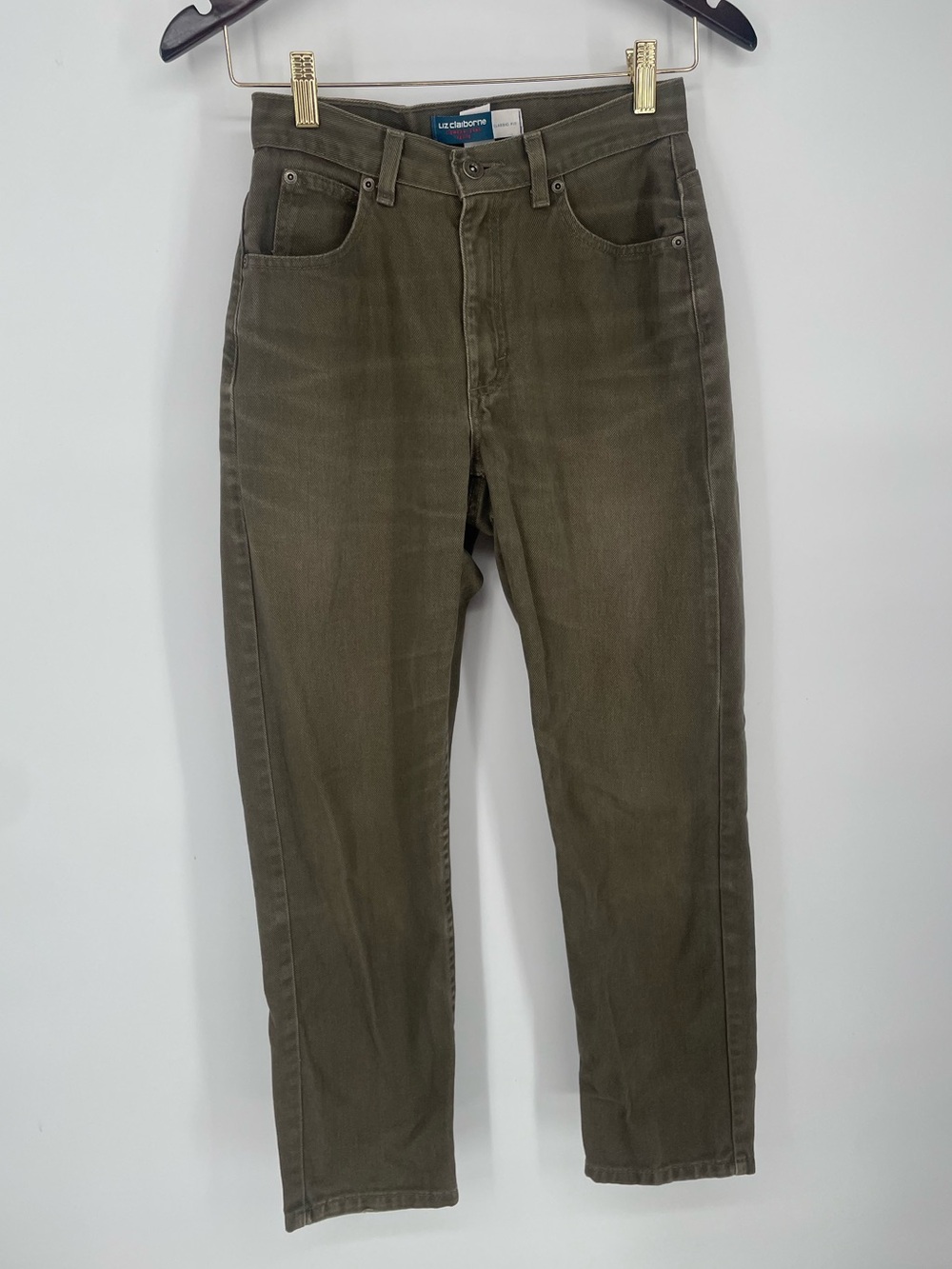 Vintage Liz Claiborne High Waist Tapered Leg Army Green Jeans Casual Pants